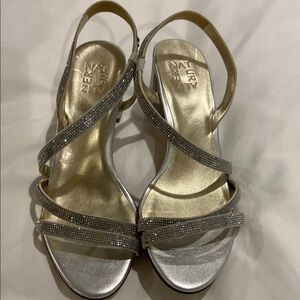 Naturalizer Silver Strappy Sandals